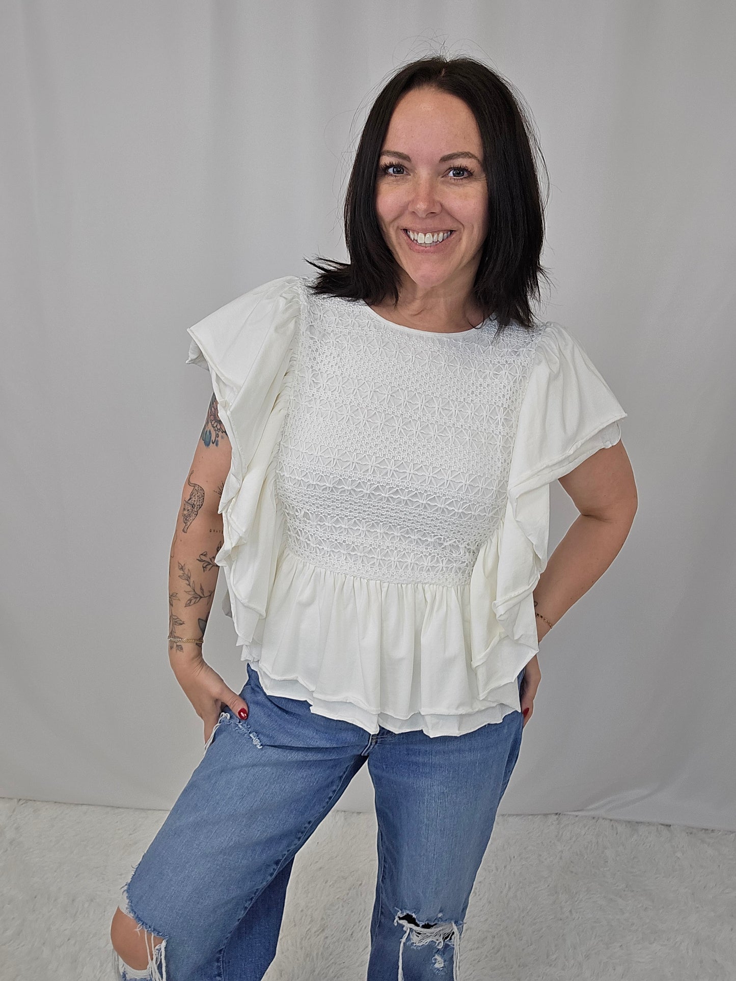 Faith Flutter Sleeve Top - SALE