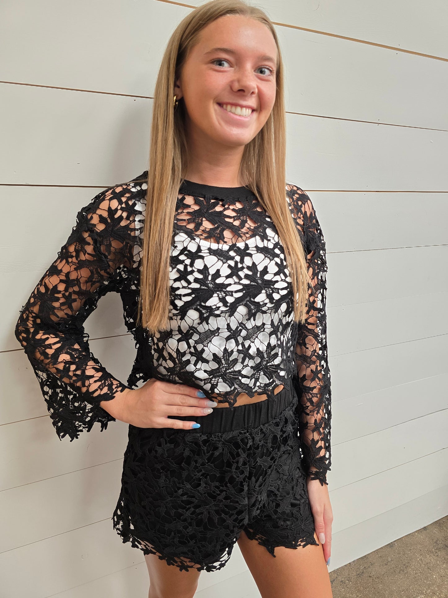Ramona Black Crochet Top