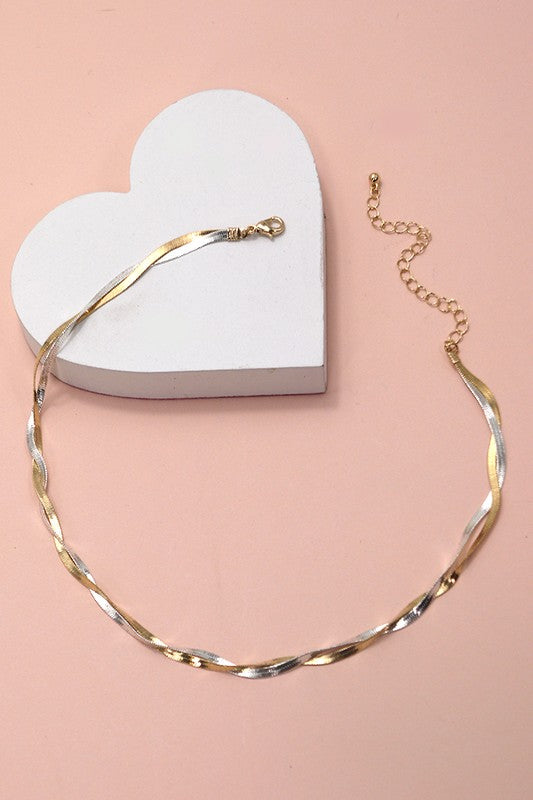 Herringbone Gold/Silver Necklace - sale