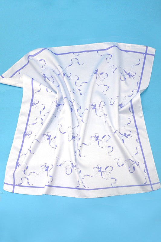 Silky Bow Print Scarf