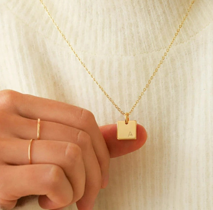 Square Initial Necklace