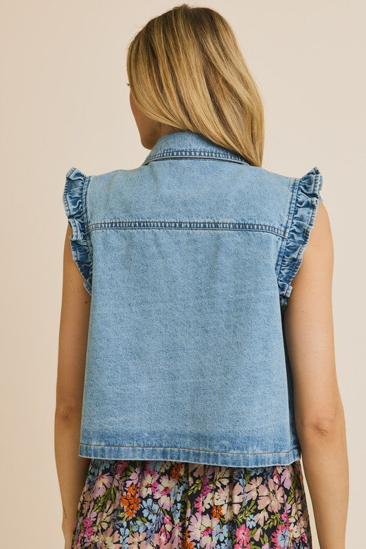 Rita Ruffle Denim Vest