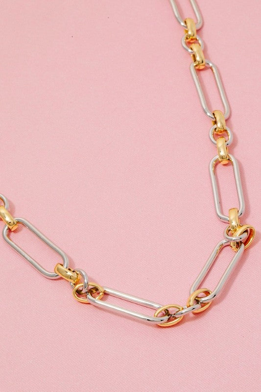 Two Tone Oval Chain Necklace
