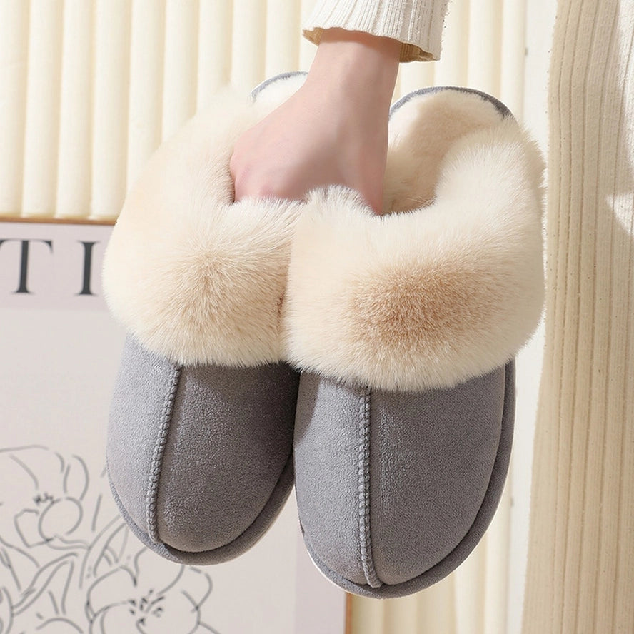 Grey Fluffy Slippers