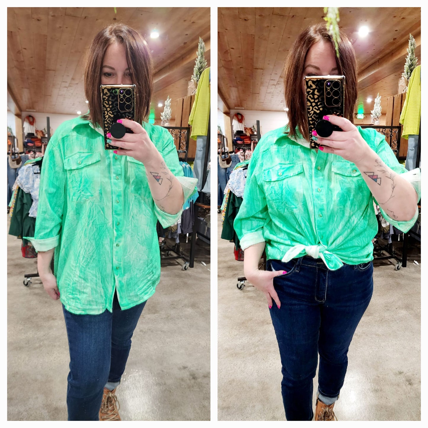 Spray Wash Button Down Shirt