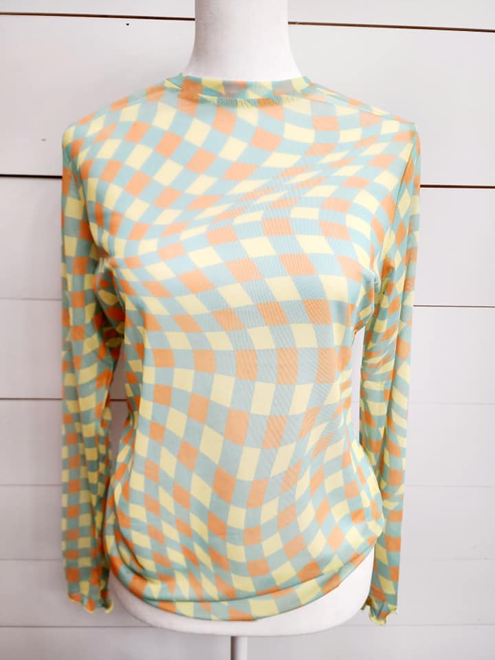 Yellow/Mint Checker Top