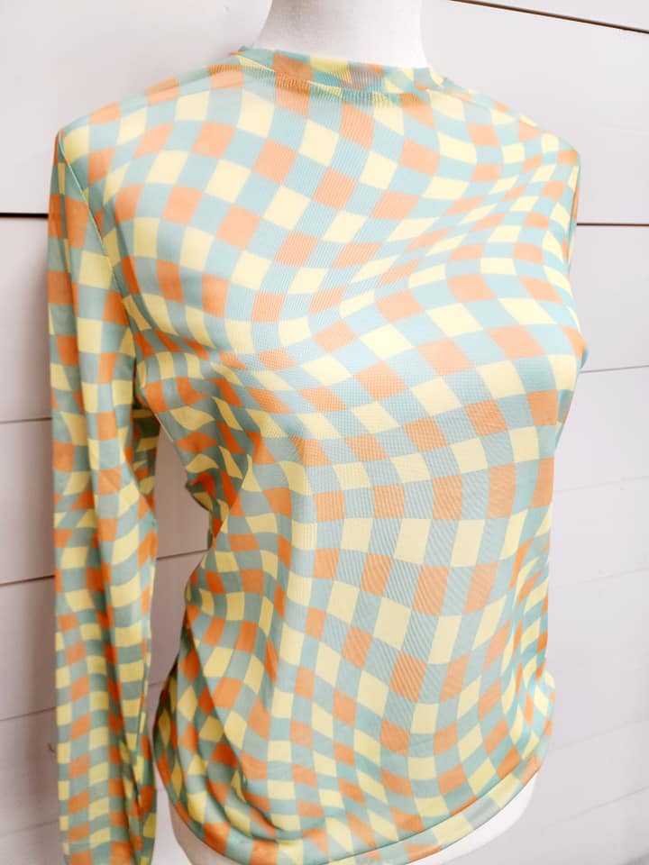 Yellow/Mint Checker Top