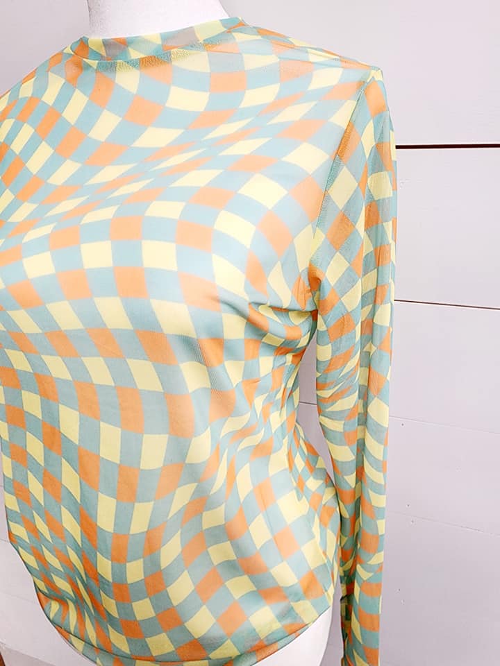 Yellow/Mint Checker Top