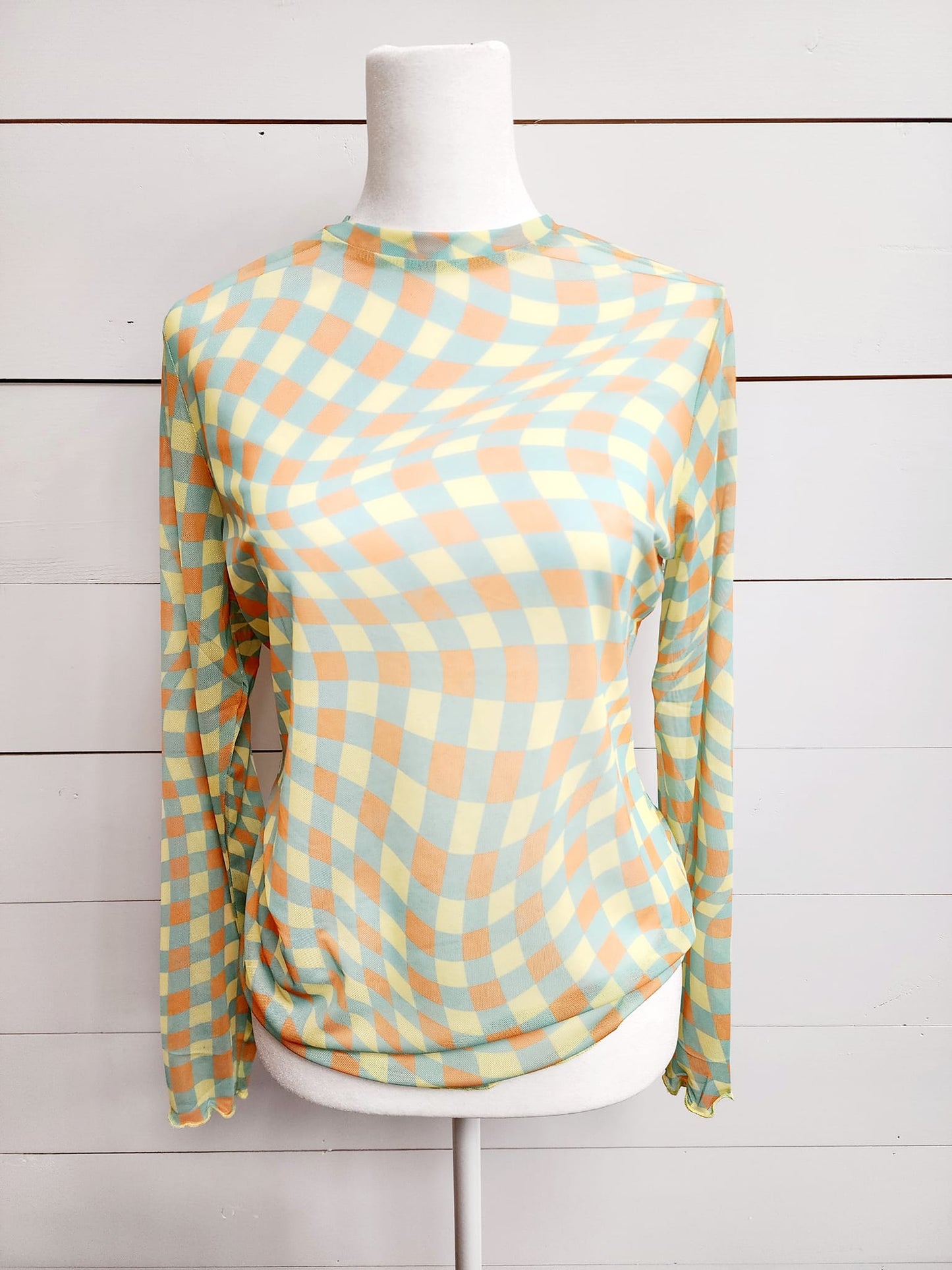 Yellow/Mint Checker Top
