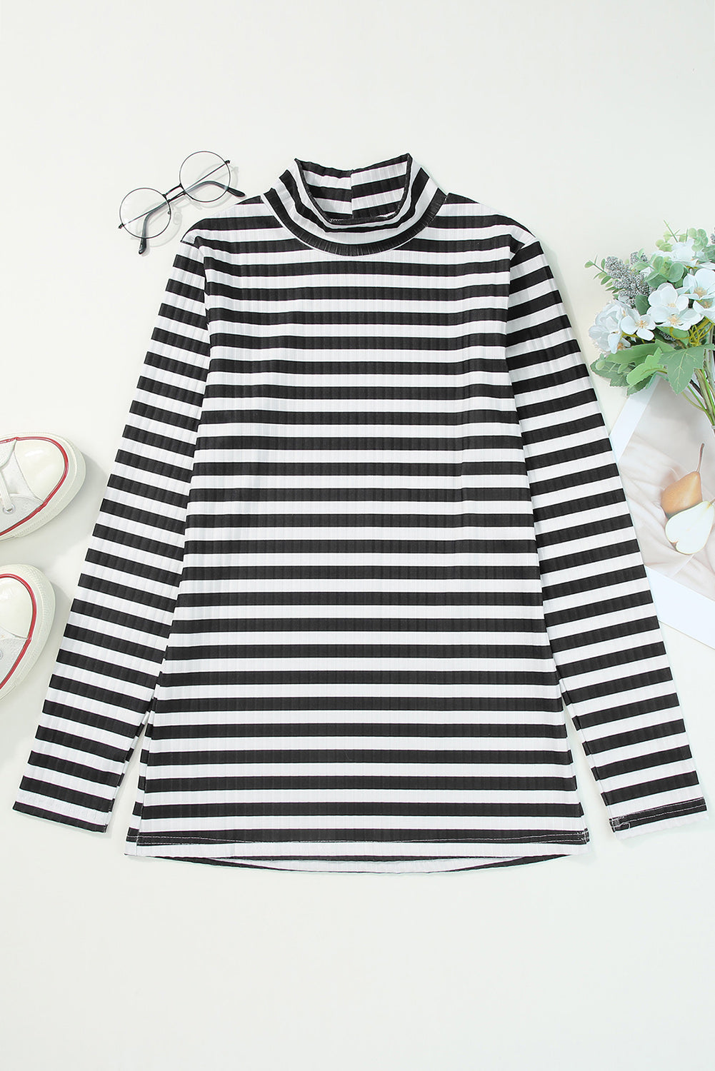 Stripe Mock Neck Top - sale