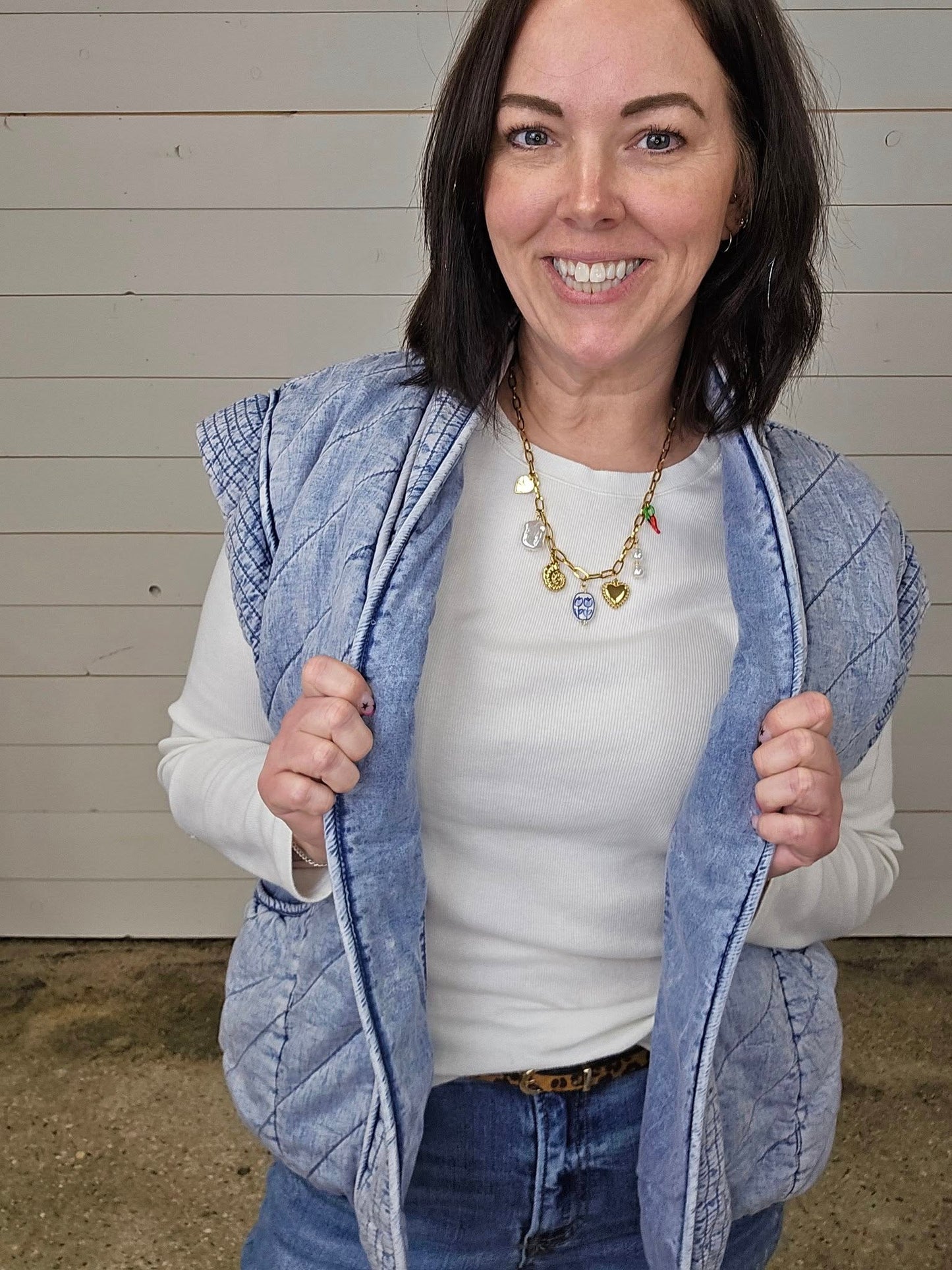 Quilted Chambray Vest