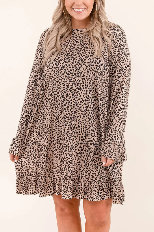Leopard Ruffle Curvy Dress