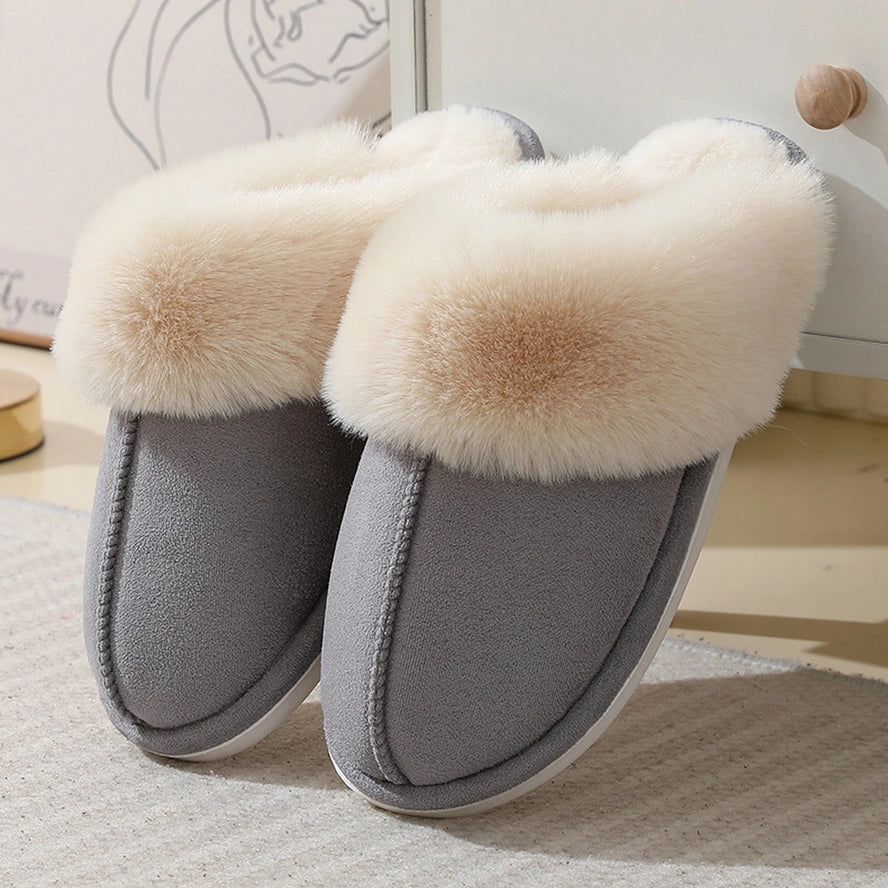 Grey Fluffy Slippers