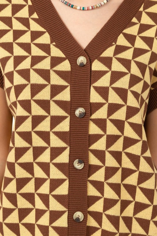 Brown Geometric Vest