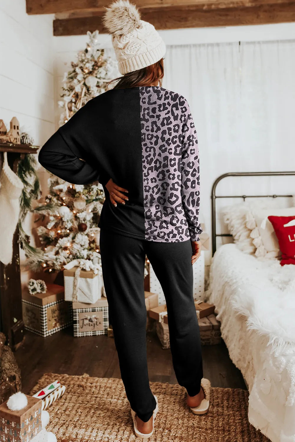 Black/Leopard Top & Jogger SET - sale