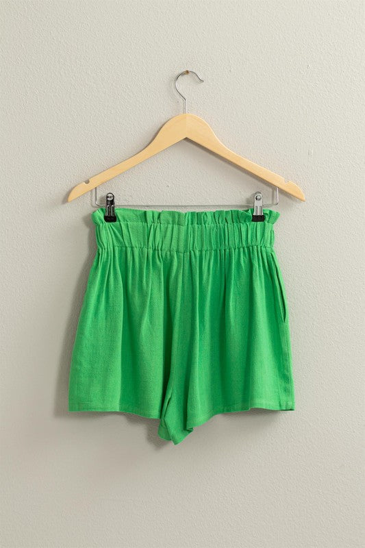 Green Linen Shorts - SALE