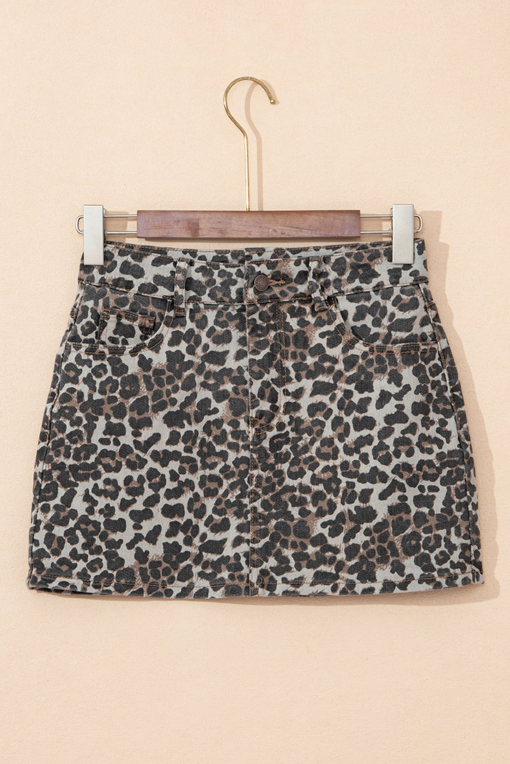 Leopard Denim Skirt