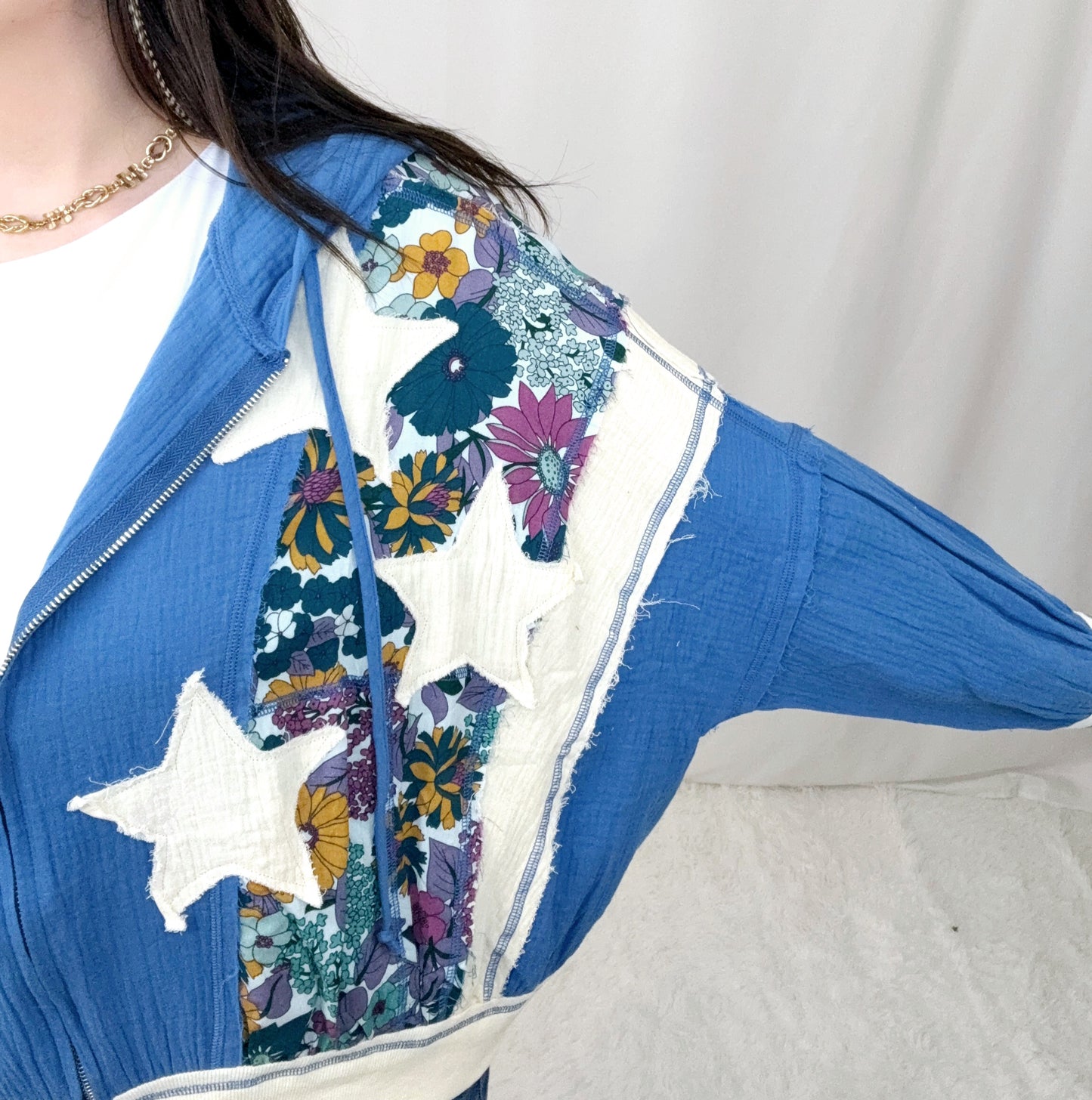 Patchwork Zip Up Hoodie