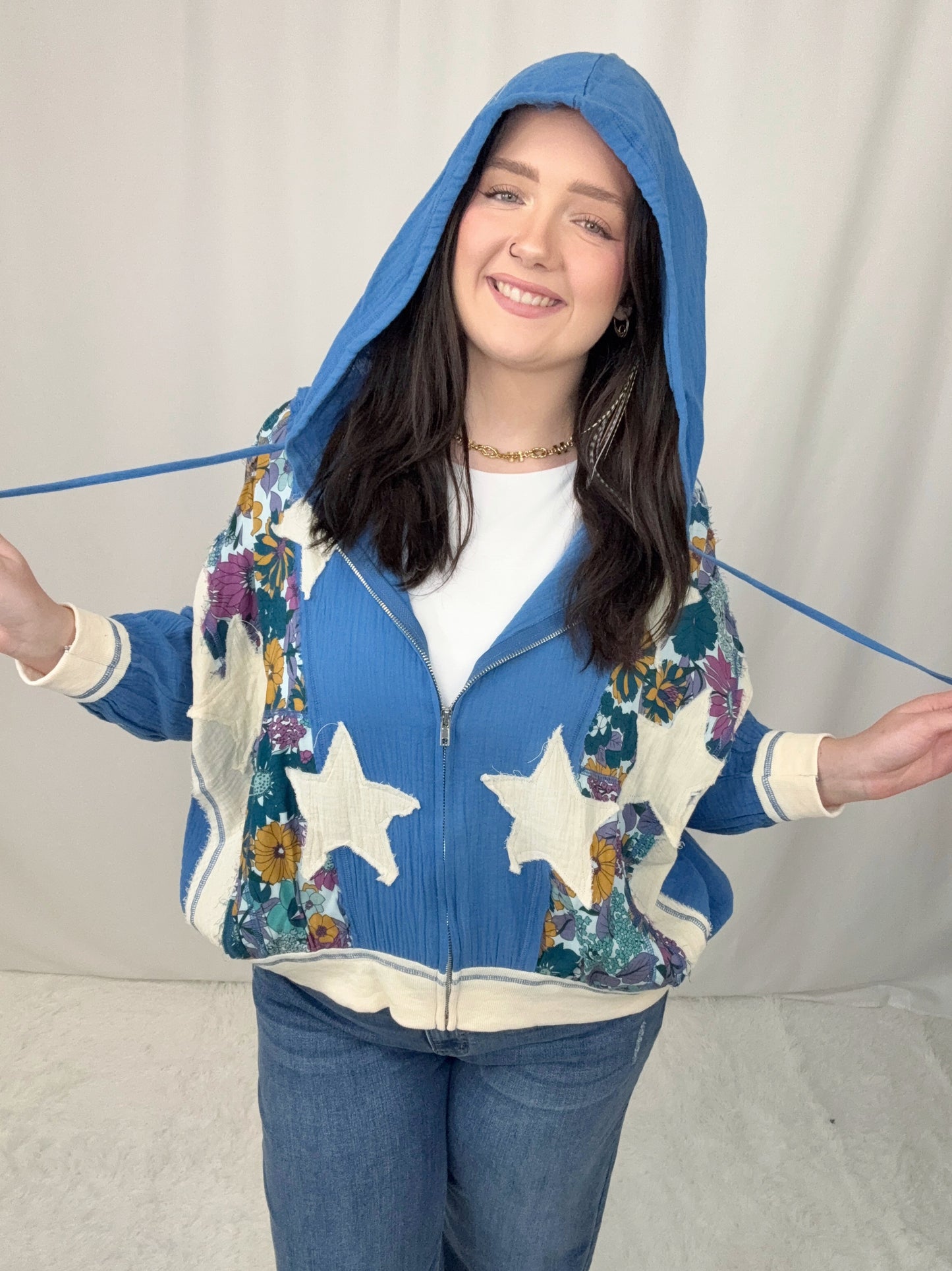 Patchwork Zip Up Hoodie