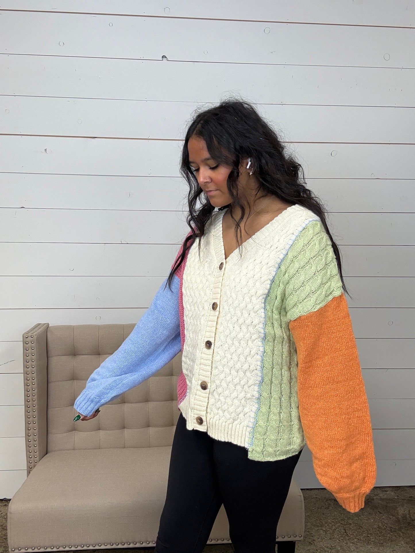 Colorblock Ivory Cardigan - SALE