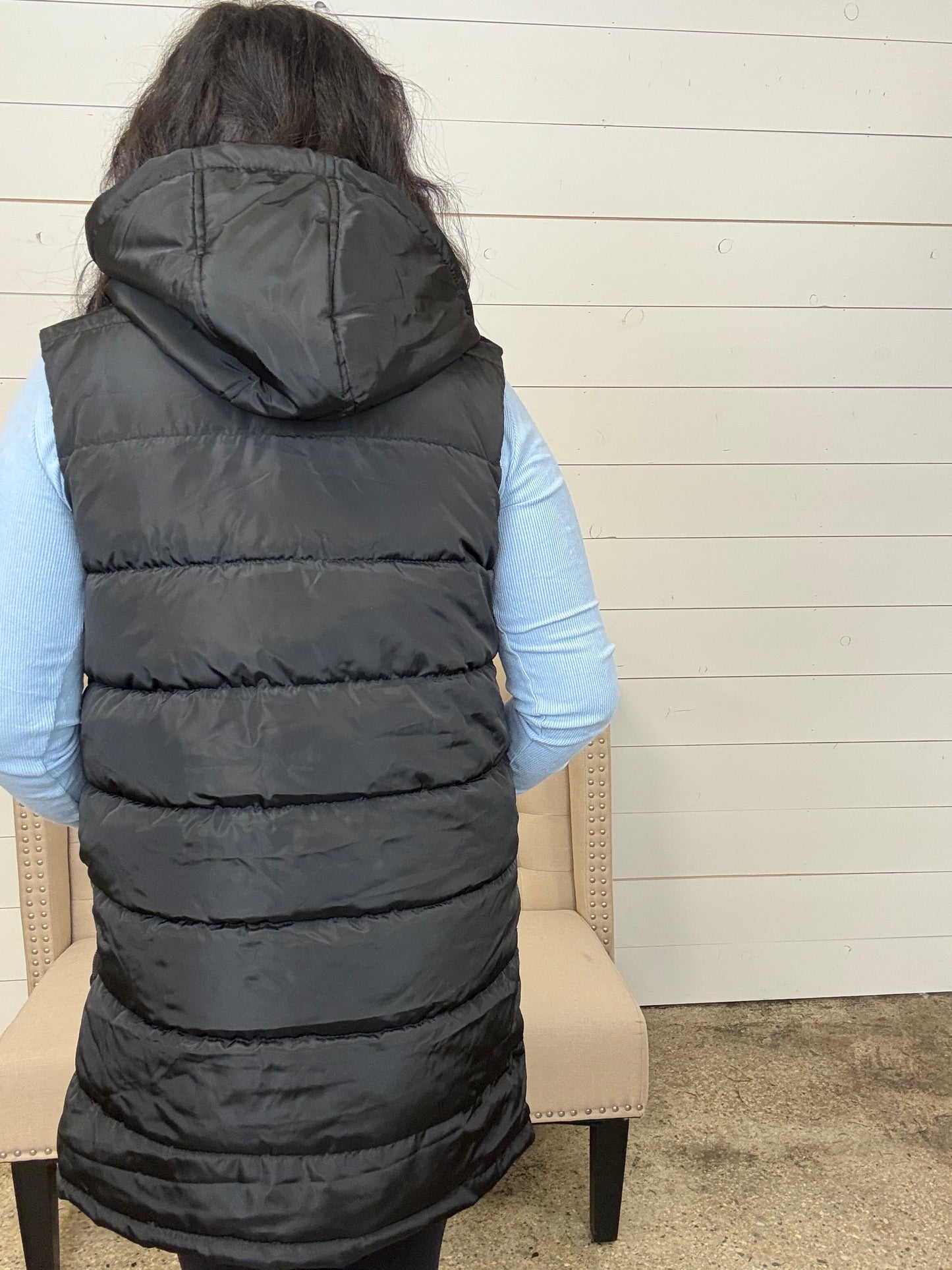 Black Long Puffer Vest