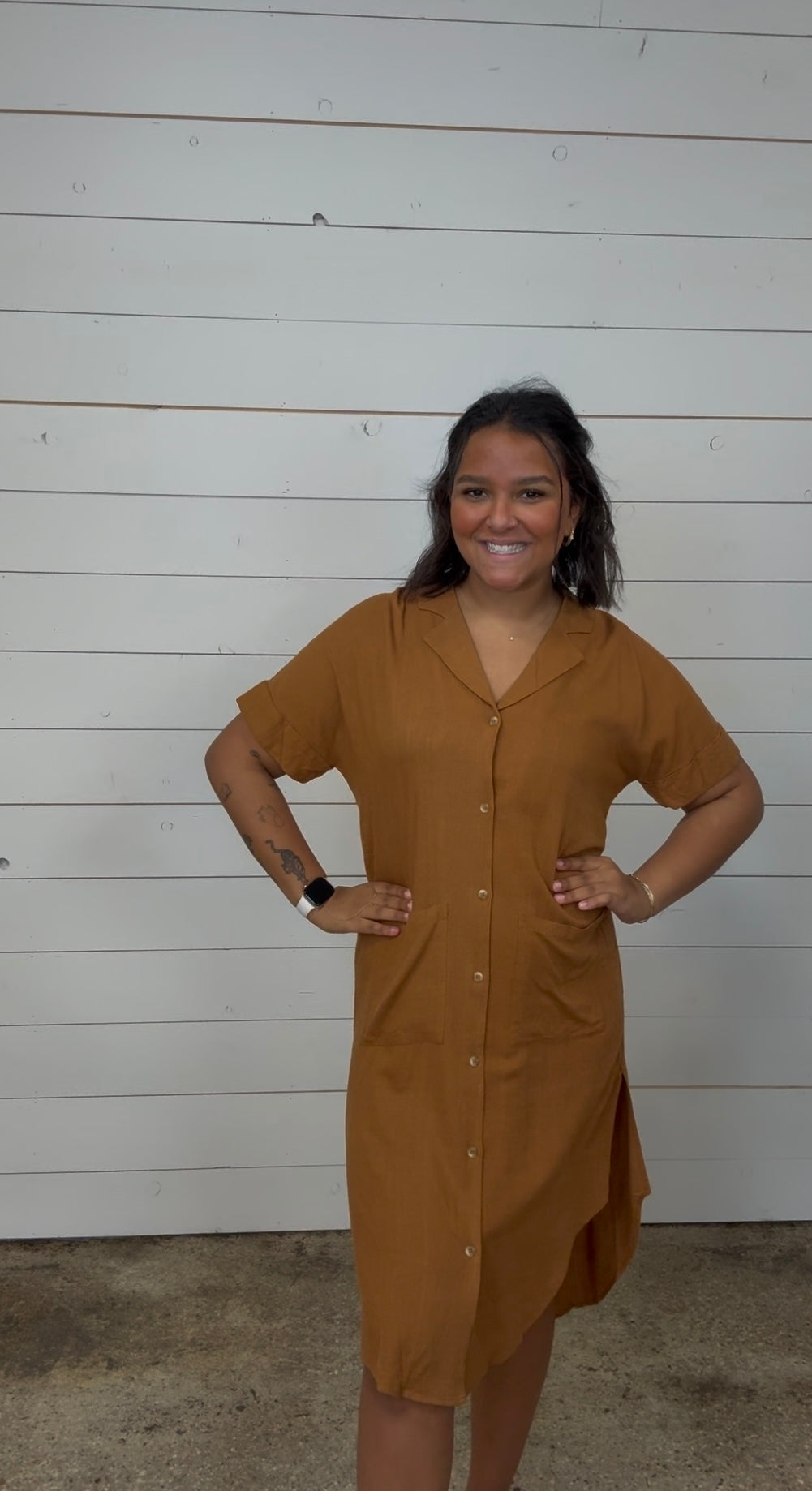 Caramel Linen Dress