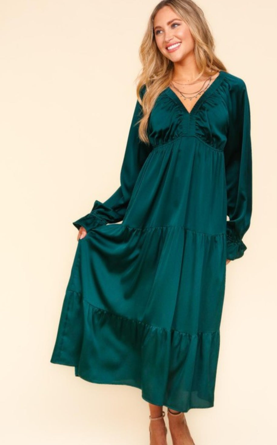 Hunter Green Satin Dress
