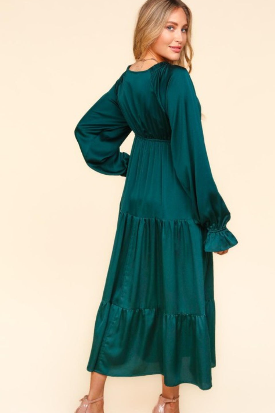 Hunter Green Satin Dress