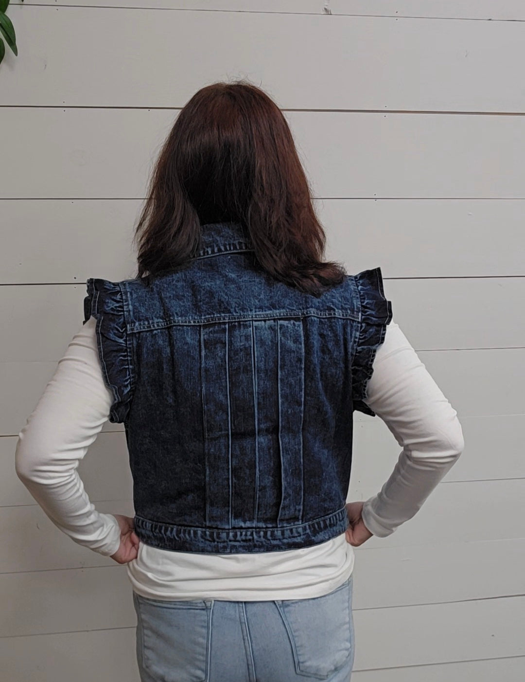 Denim Pleated Vest