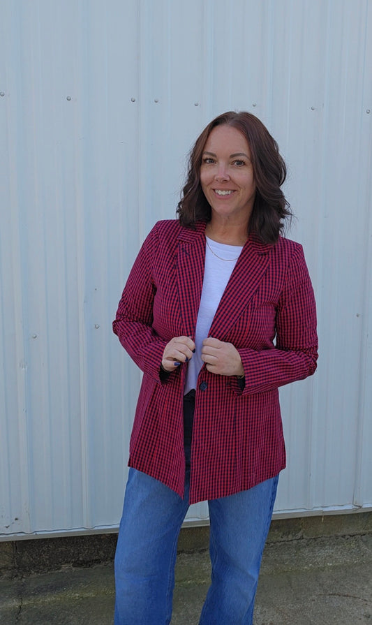 Red Plaid Blazer