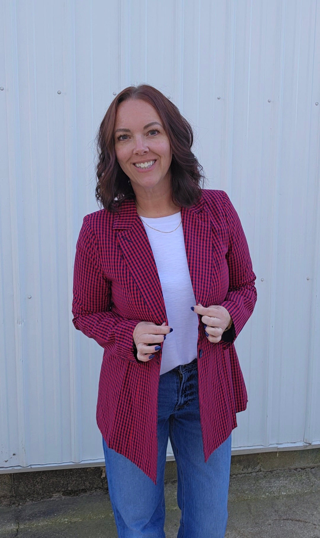 Red Plaid Blazer