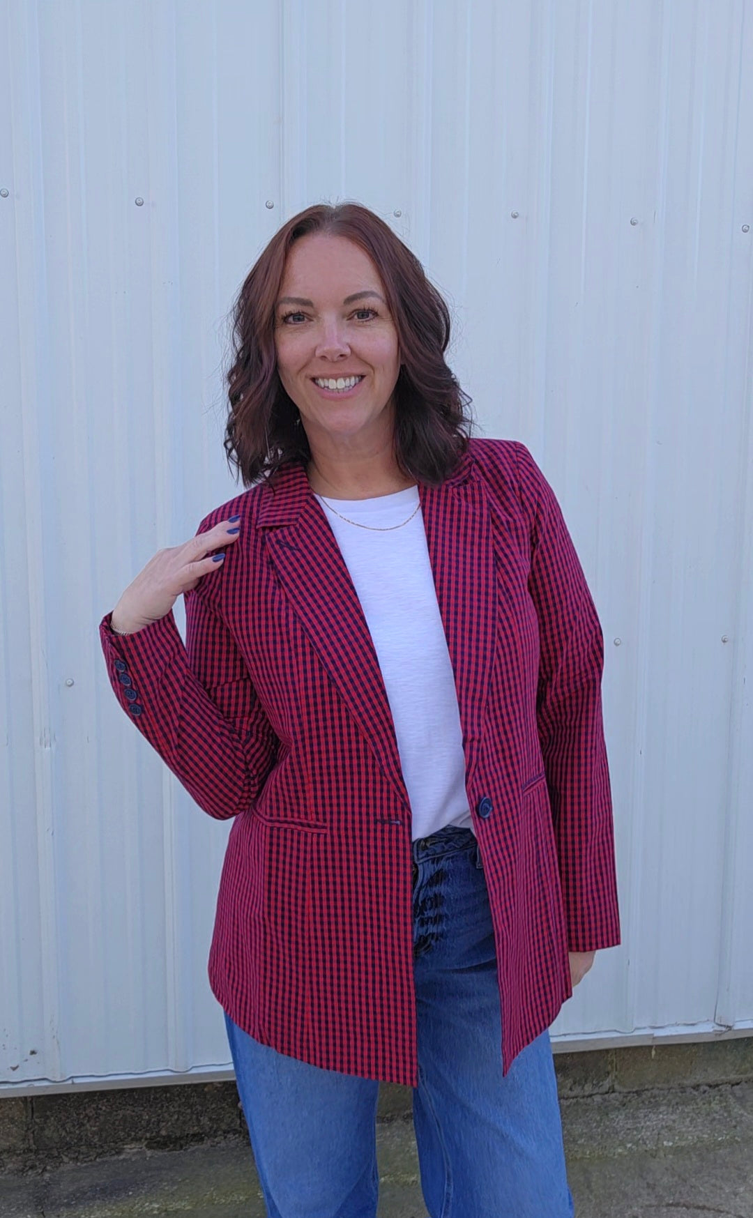 Red Plaid Blazer