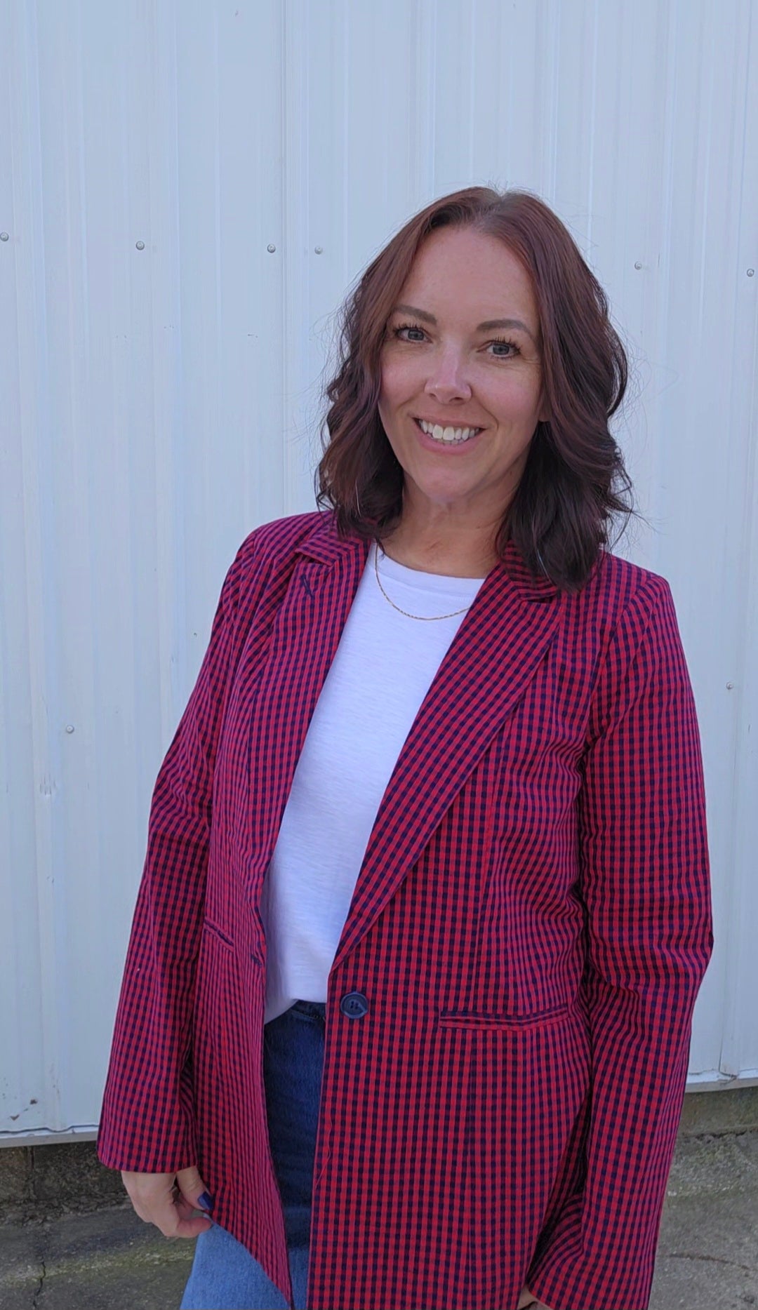 Red Plaid Blazer
