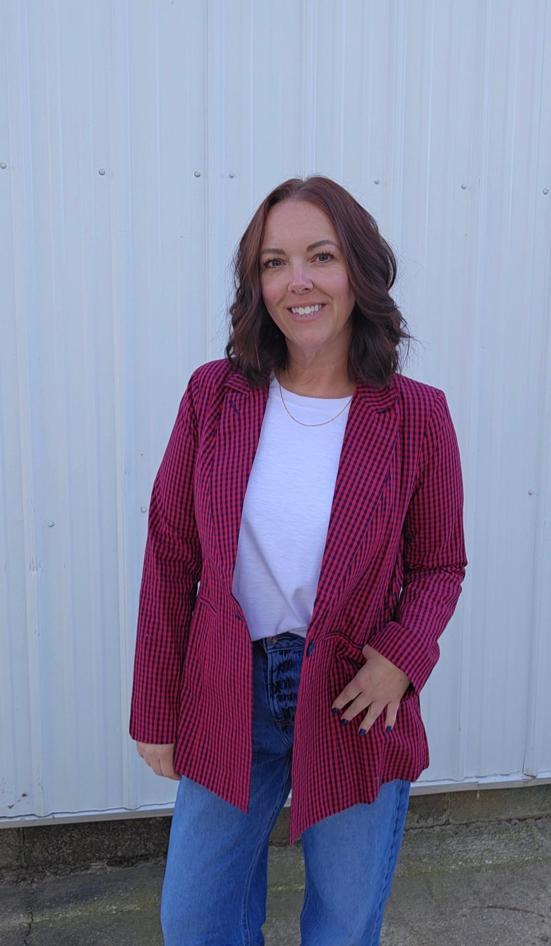 Red Plaid Blazer