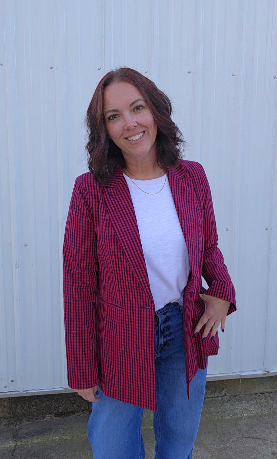 Red Plaid Blazer