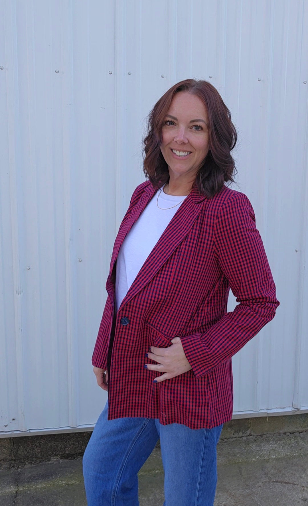 Red Plaid Blazer