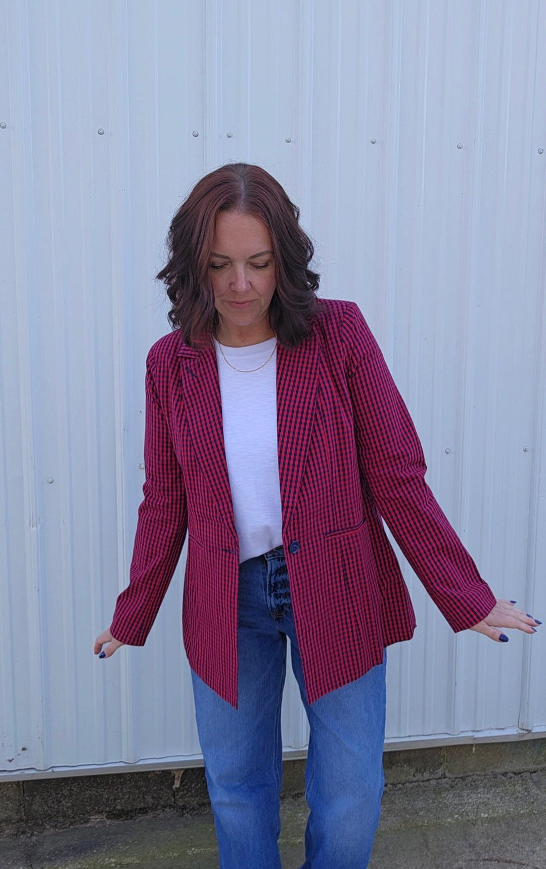 Red Plaid Blazer