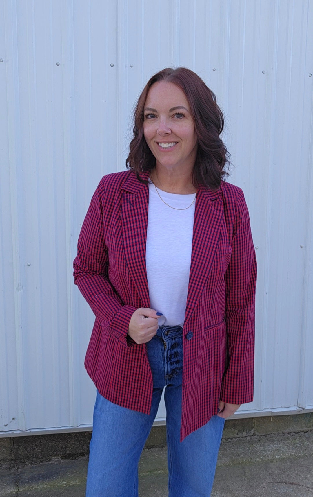 Red Plaid Blazer