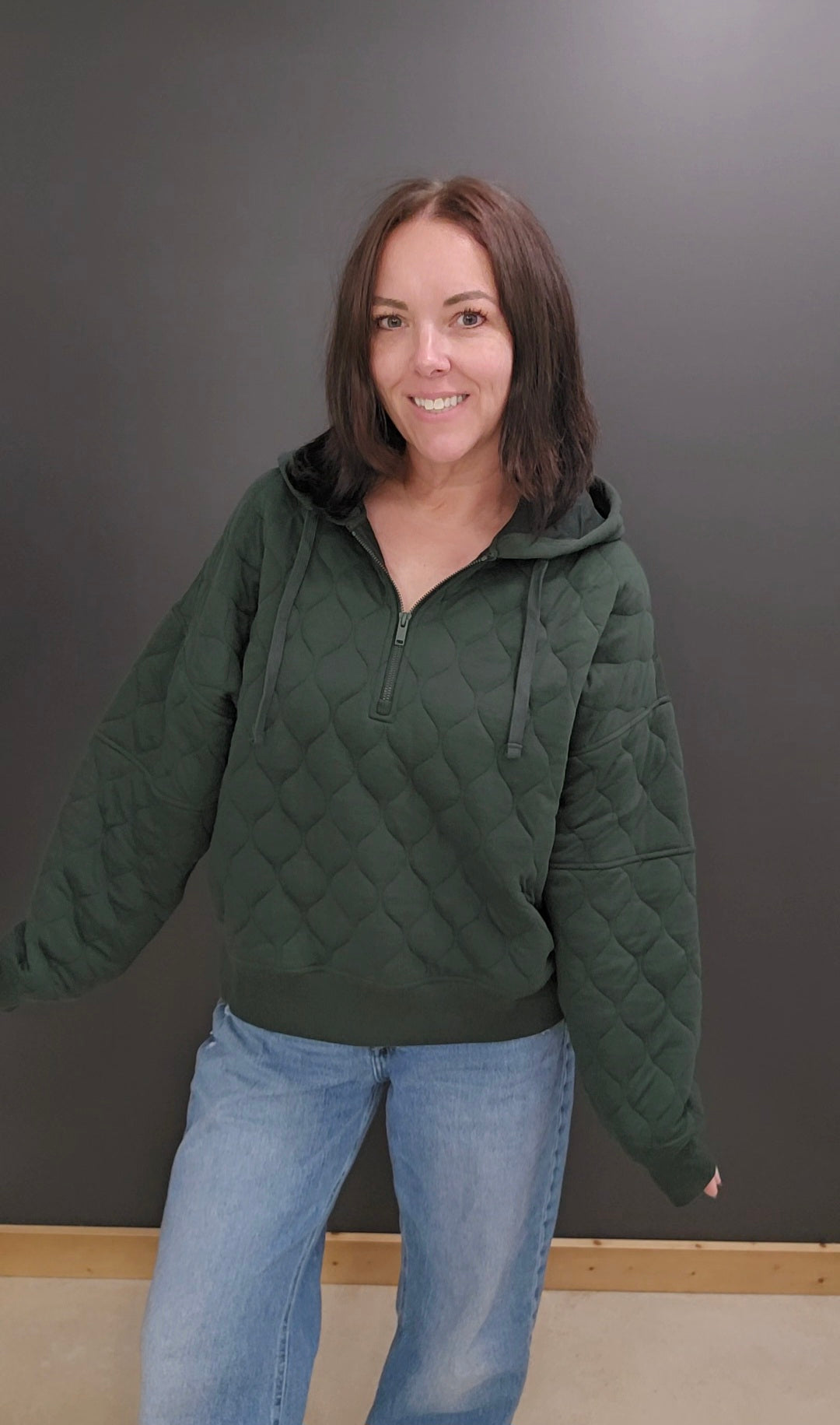Quilted Quarter Zip Hoodie