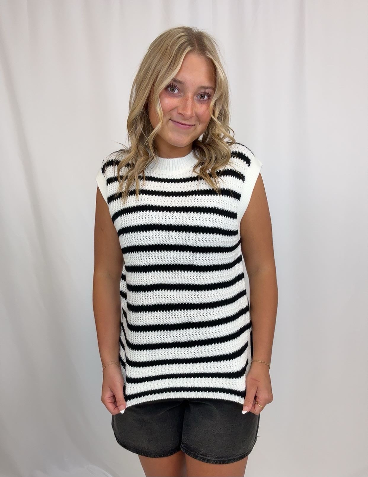 Tamsin Black Striped Top