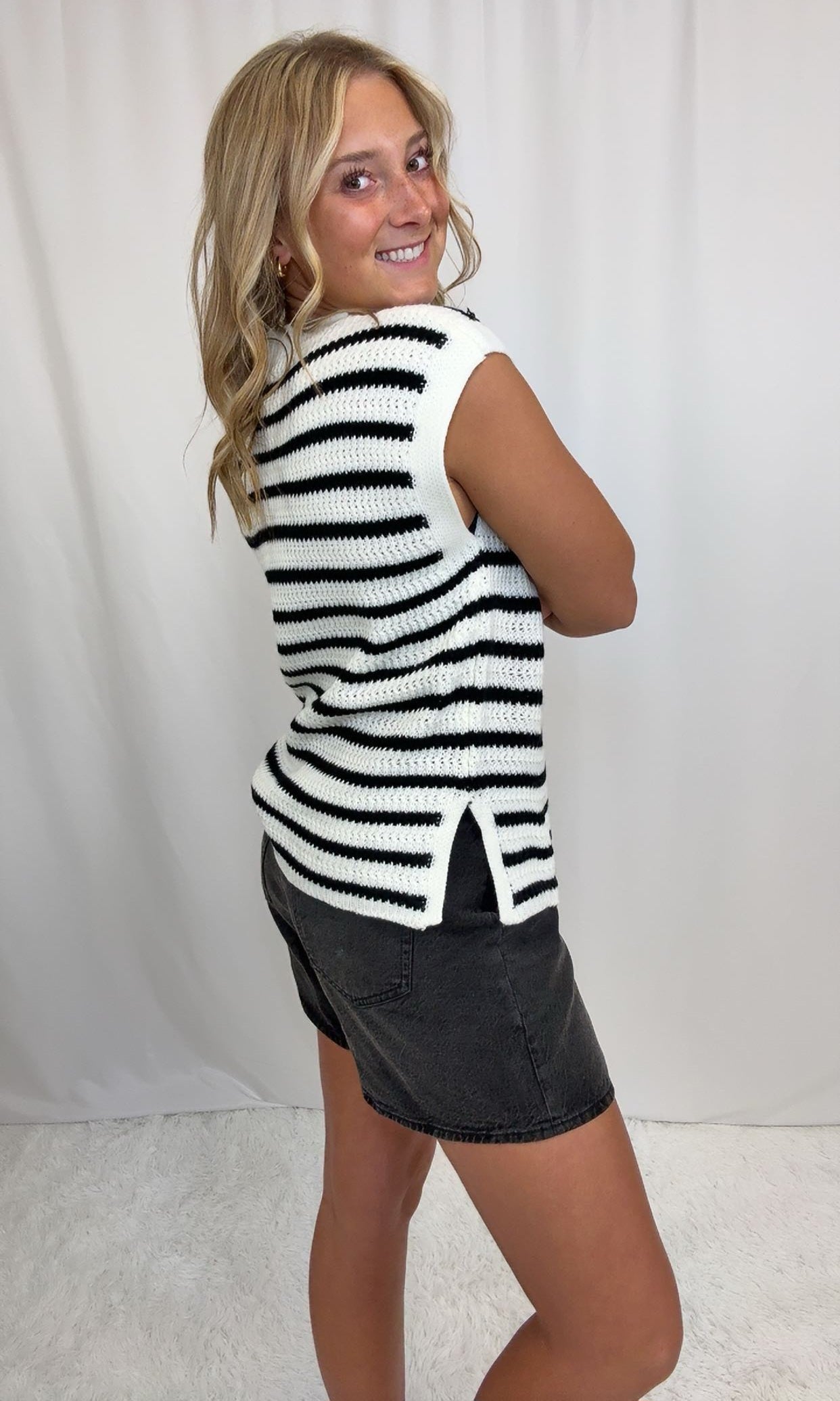 Tamsin Black Striped Top