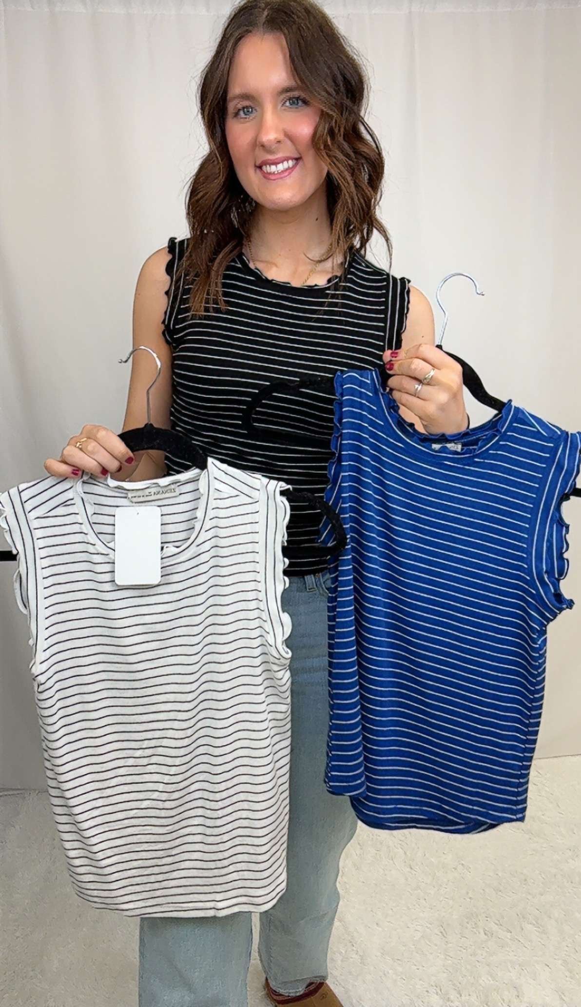 Reba Rib Ruffle Tank