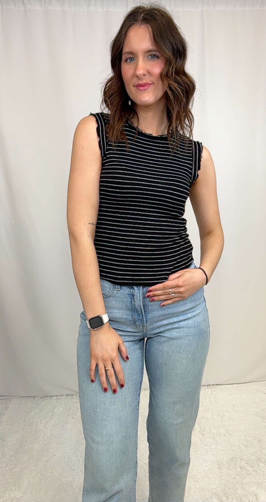 Reba Rib Ruffle Tank