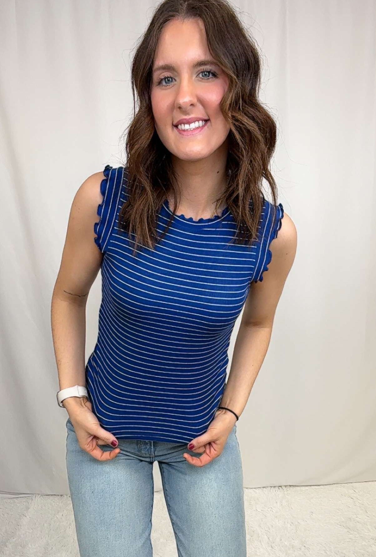 Reba Rib Ruffle Tank
