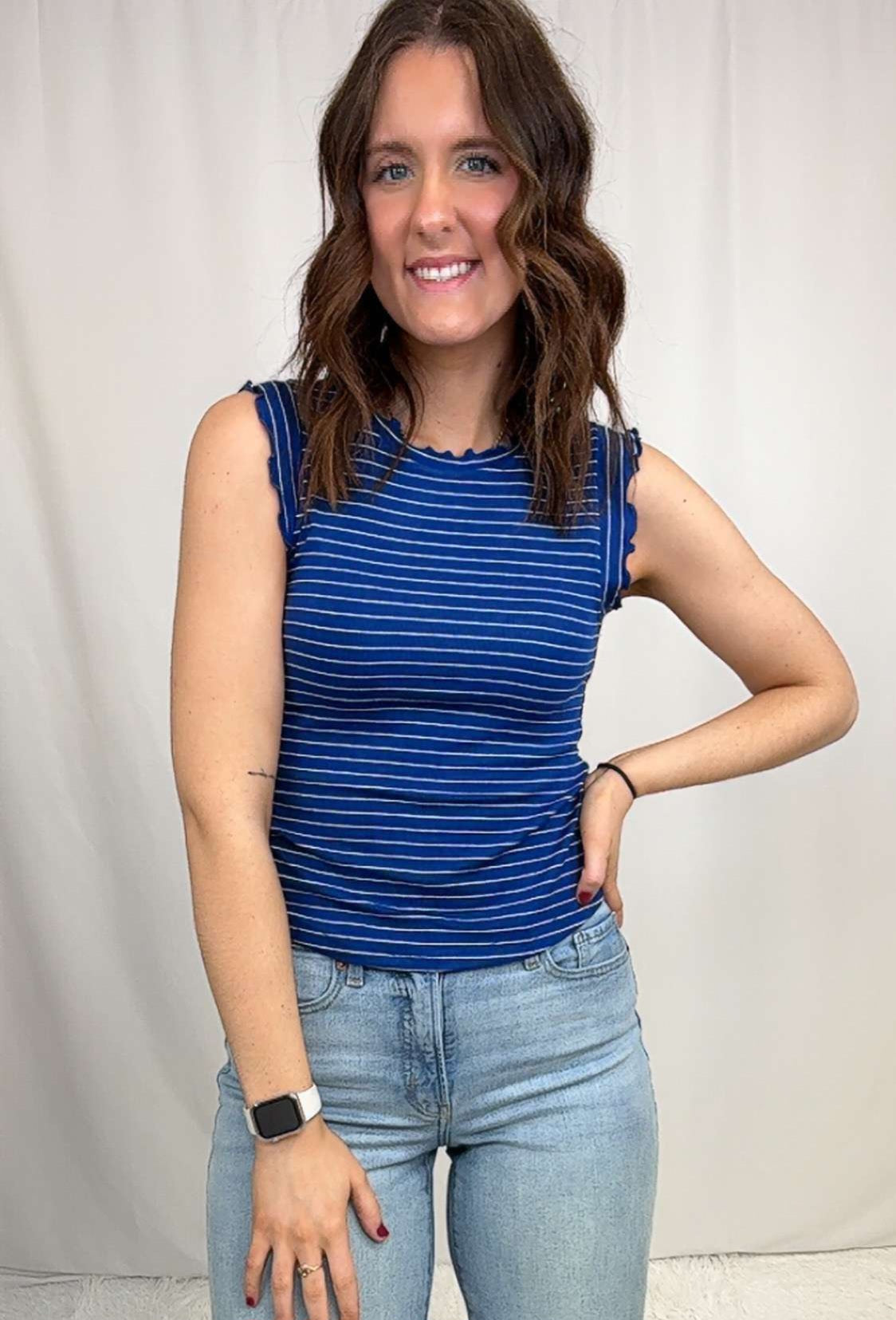 Reba Rib Ruffle Tank