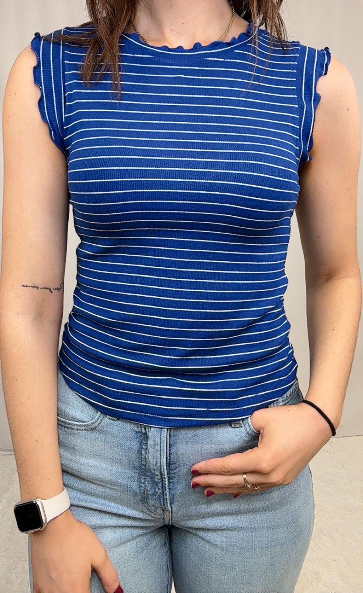 Reba Rib Ruffle Tank