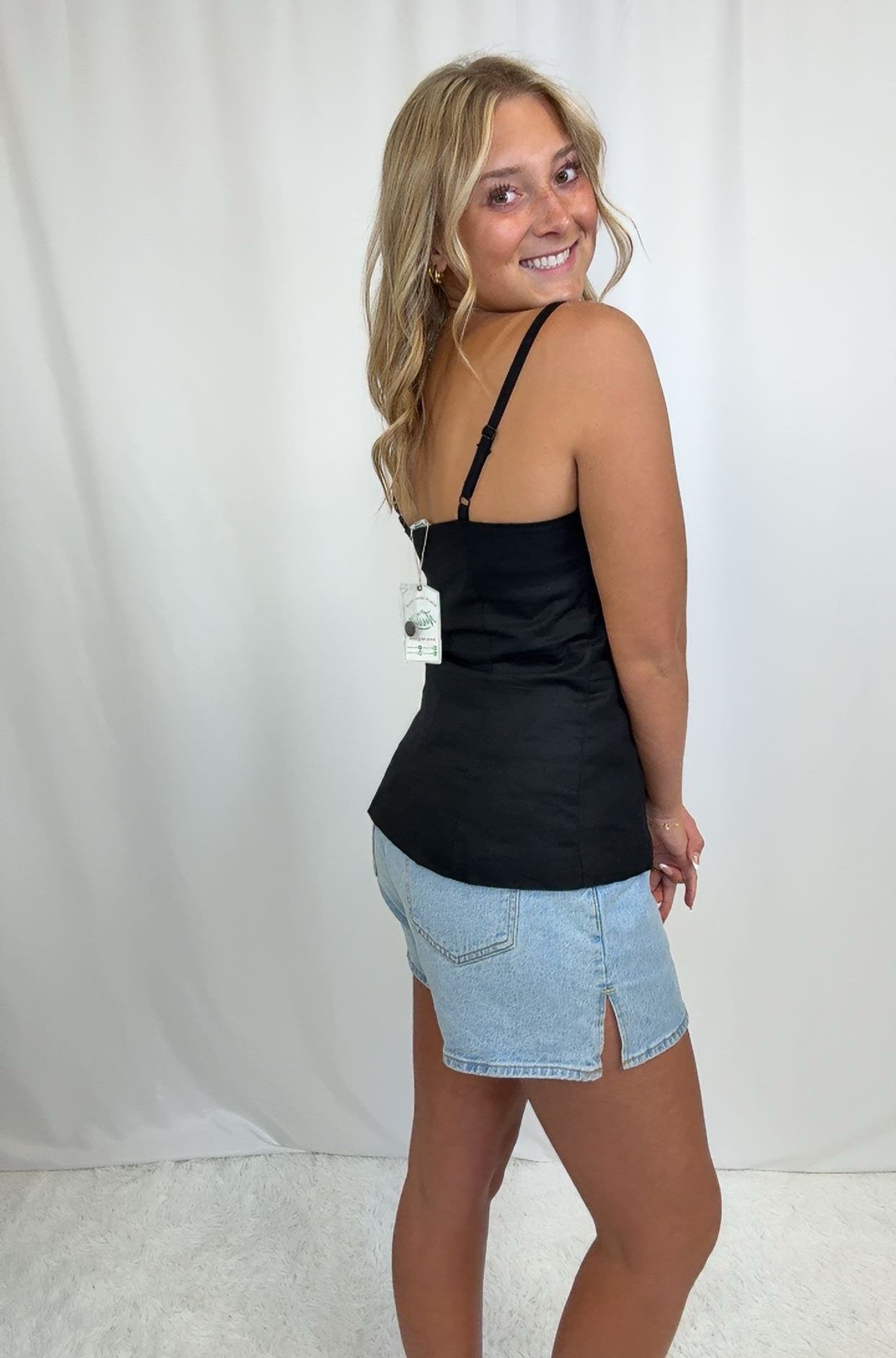 Blaire Button Black Tank