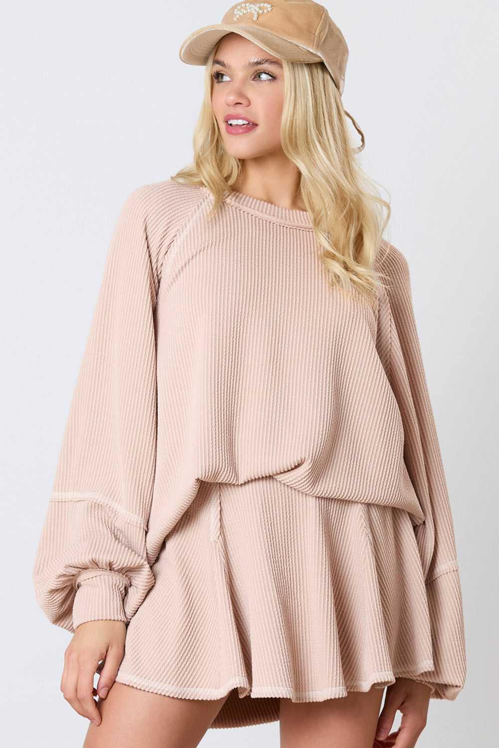 Khaki Corded Skirt SET