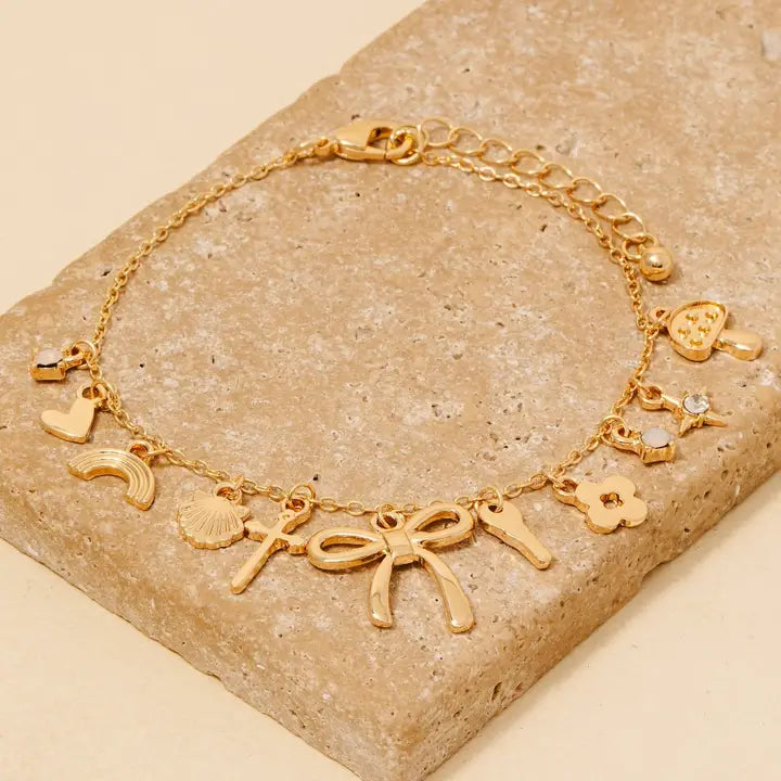 Bow Pearl Charm Bracelet