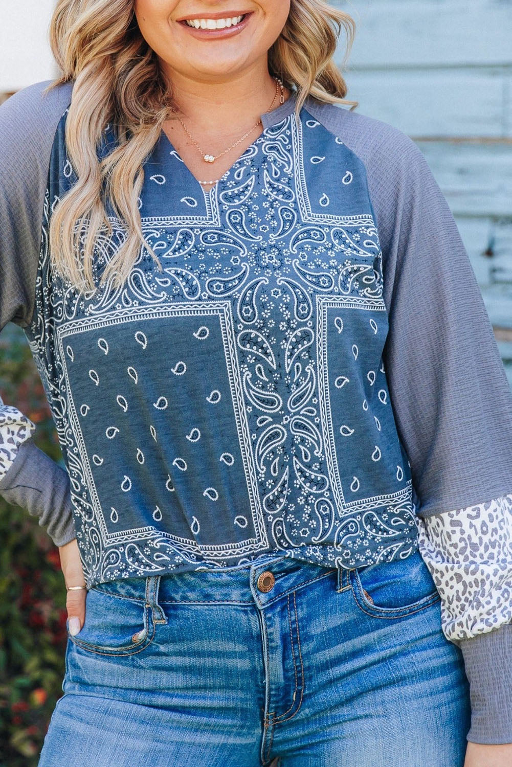 Blue Paisley Curvy Top
